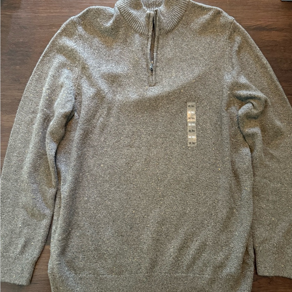 NWT Men’s Sonoma Quarter Zip Taupe Tan Sweater 3XLT
